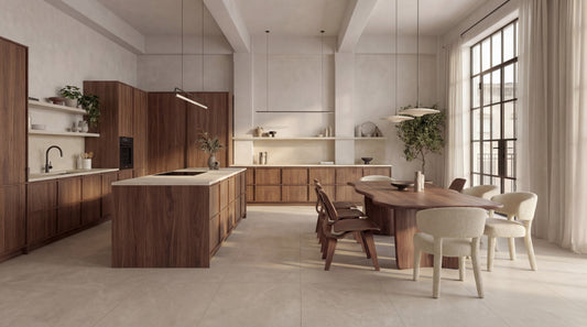 Sunlit Serenity: Redefining Warmth with Large-Format Porcelain