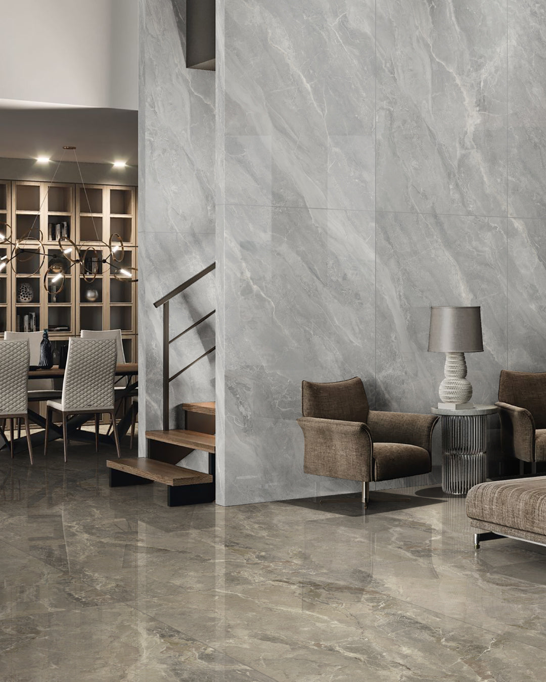 Supreme Seattle Grey Porcelain Tiles - Endless Vein® - Kaolin Surfaces