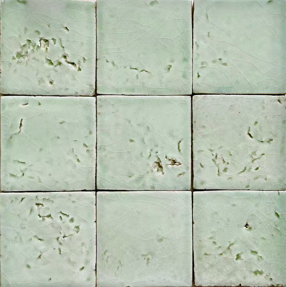 Plum Celadon crackle glaze tile