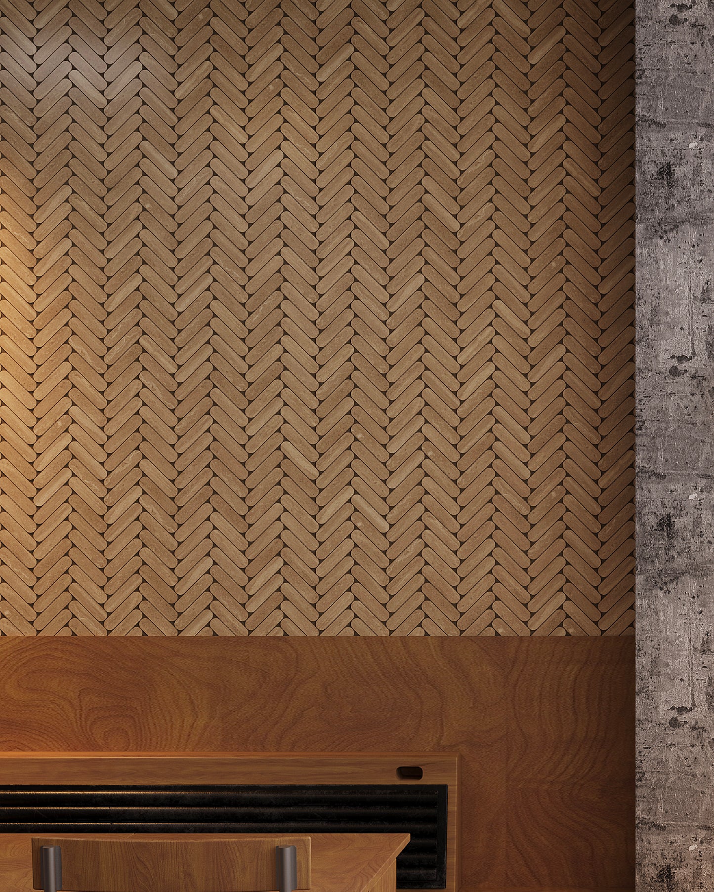 Ovaletti Herringbone / Vein Cut Noce Travertine