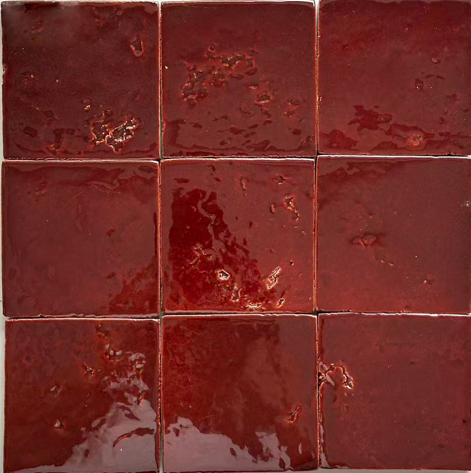 Vermillion Red crackle glaze tile
